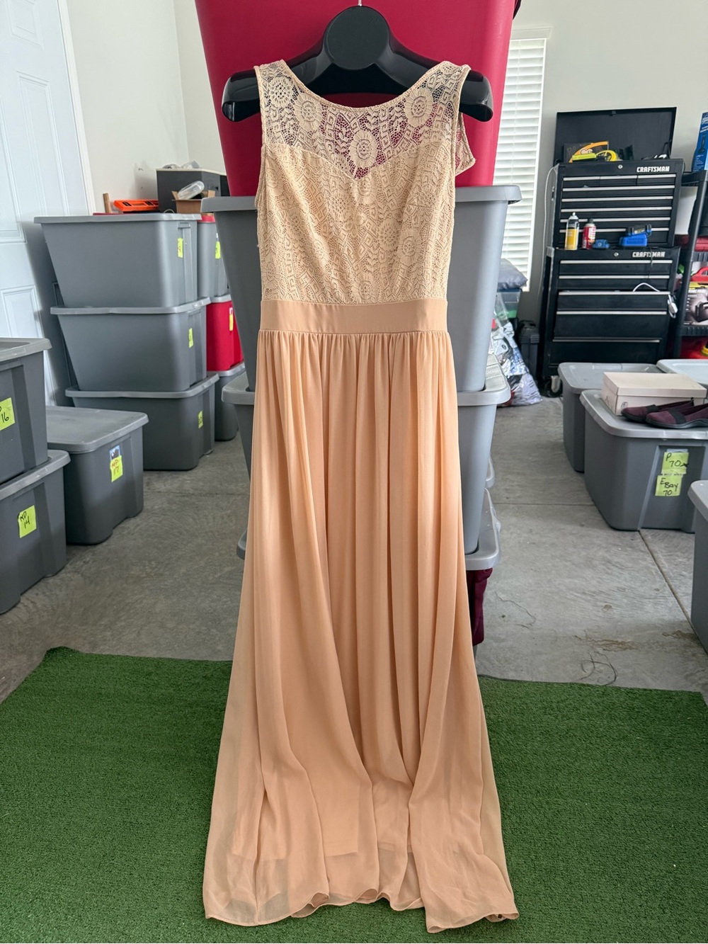 Elegant Lace Bodice Peach Maxi Dress p44
